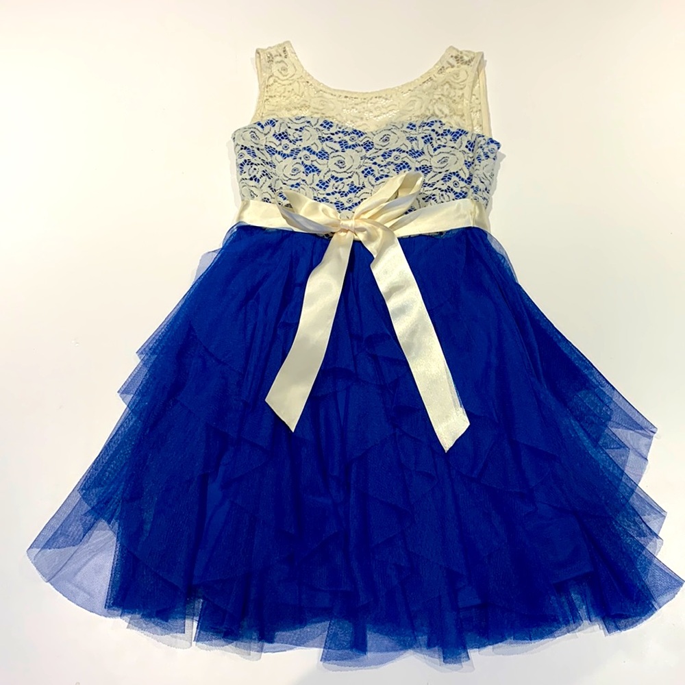 Rare Editions Girls ruffled dress with lace
